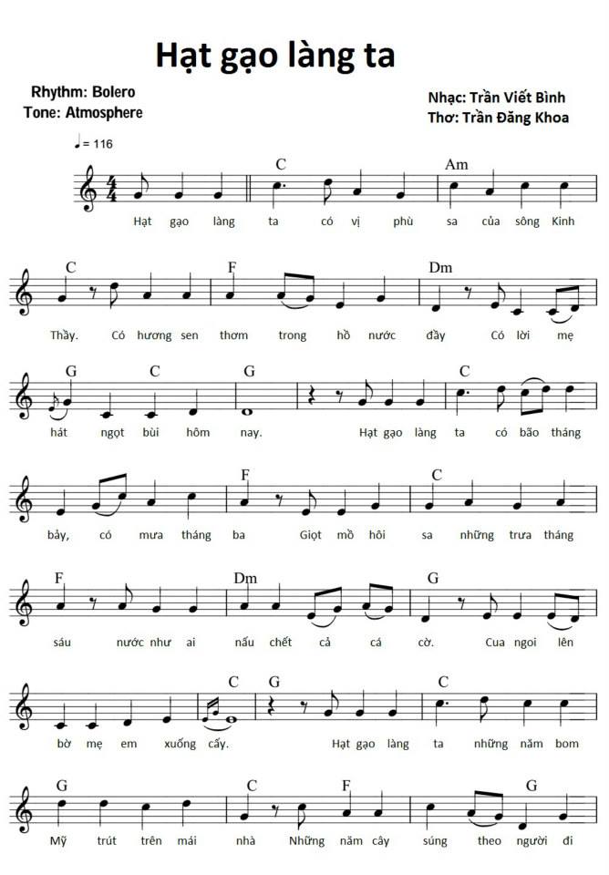 Lời bài hát Hạt Gạo Làng Ta