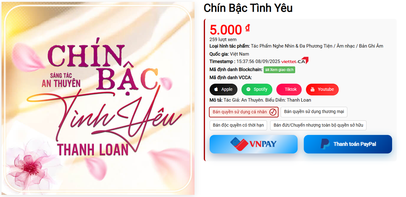 Giao dịch bản quyền bài hát Chín Bậc Tình Yêu