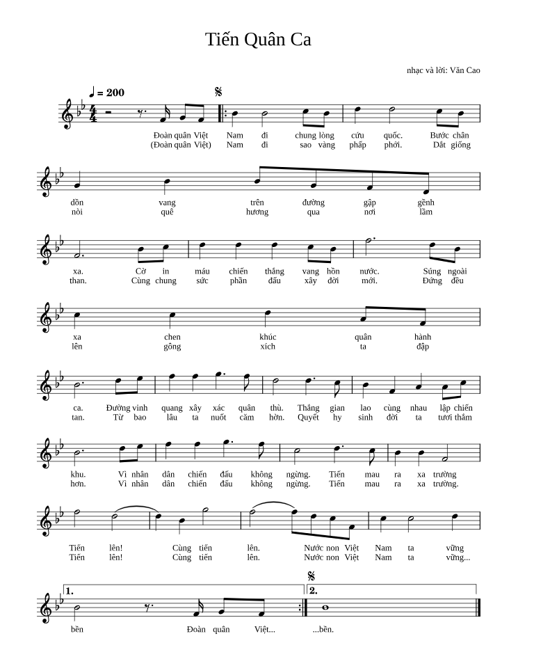Lời bài hát Tiến Quân Ca