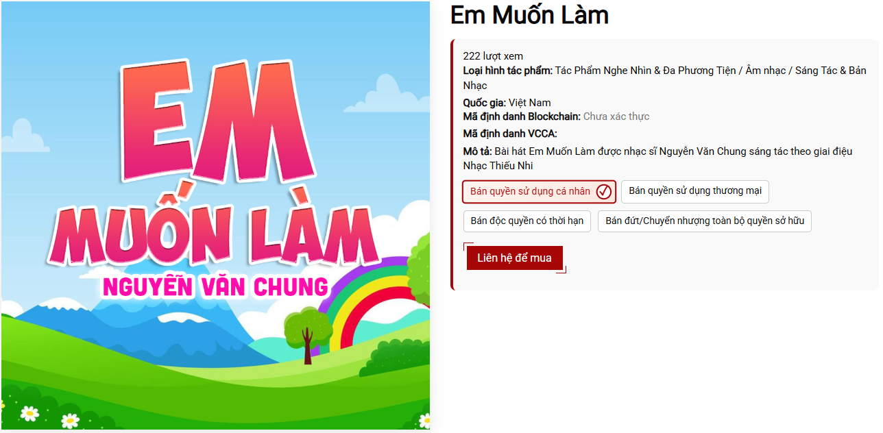 Giao dịch bản quyền bài hát Em Muốn Làm tại Certiva