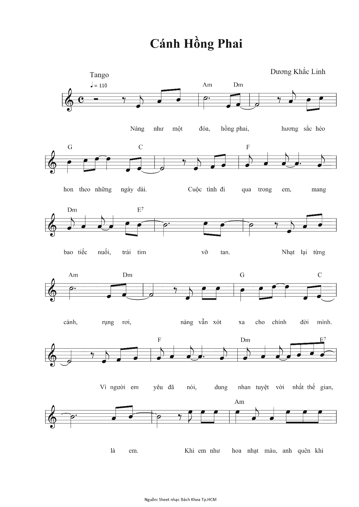 Lời bài hát Cánh Hồng Phai