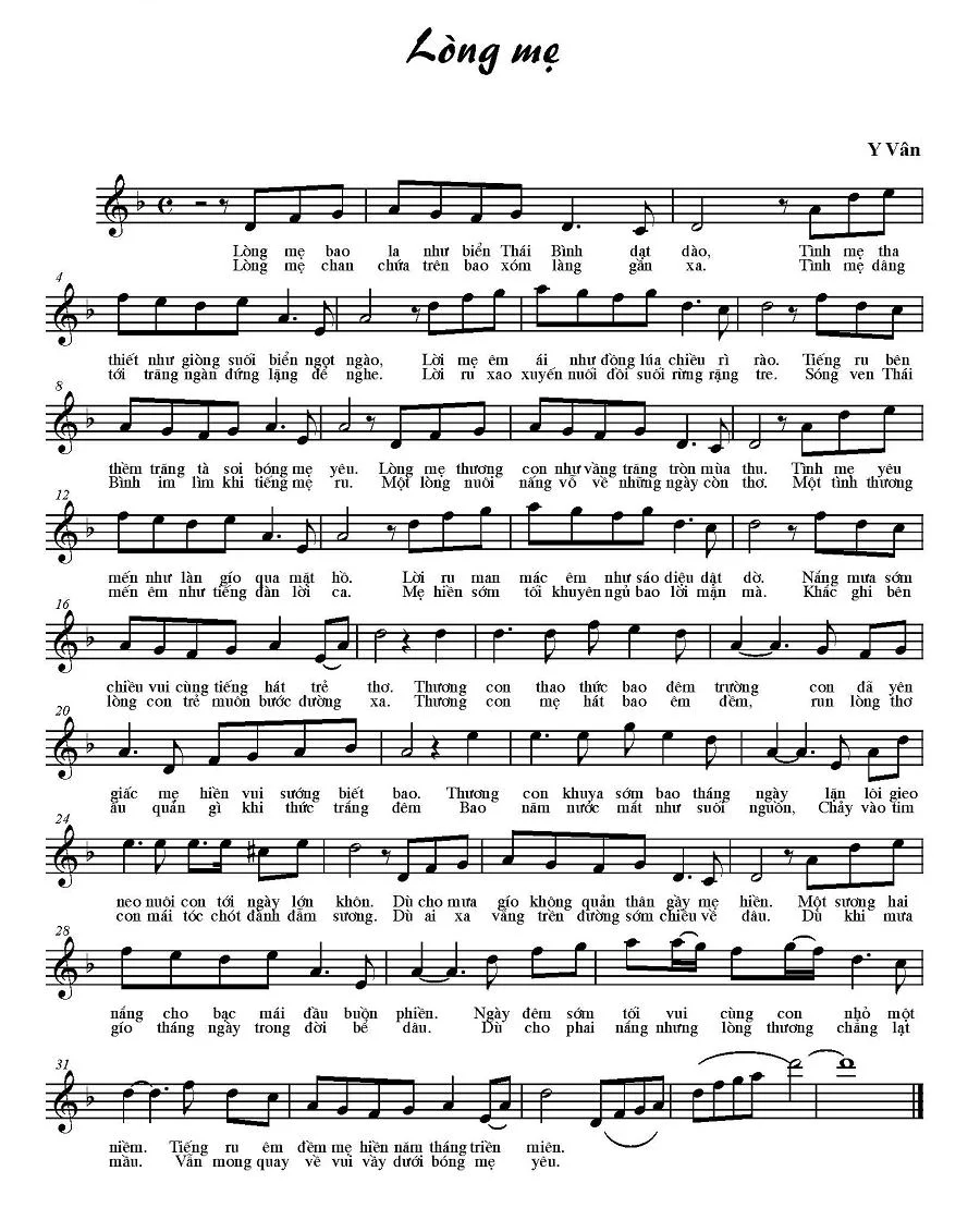 Lời bài hát Lòng Mẹ