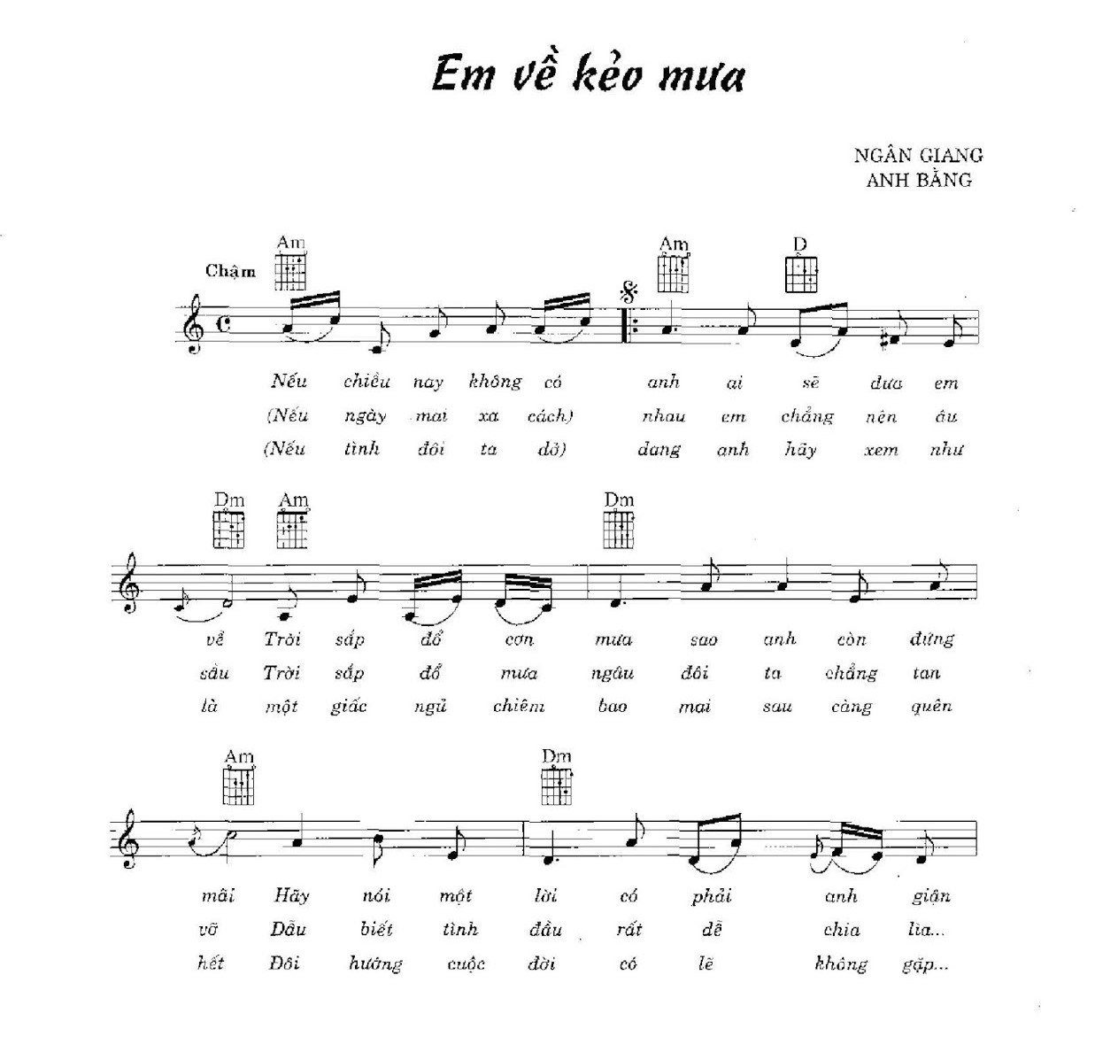 Lời bài hát Em Về Kẻo Trời Mưa