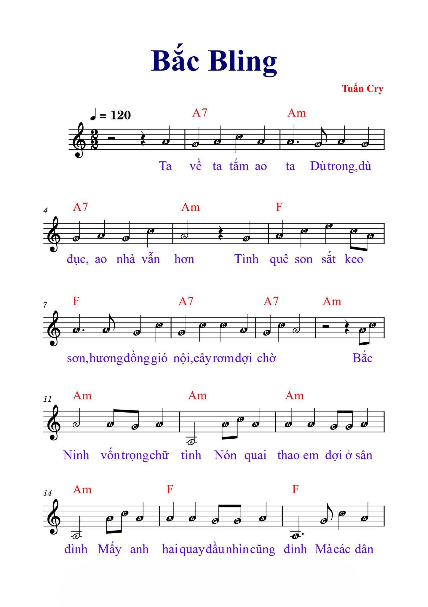 Hợp âm bài hát Bắc Bling