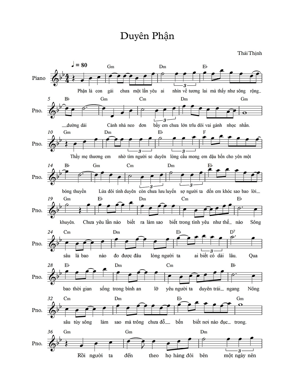 Lời bài hát Duyên Phận