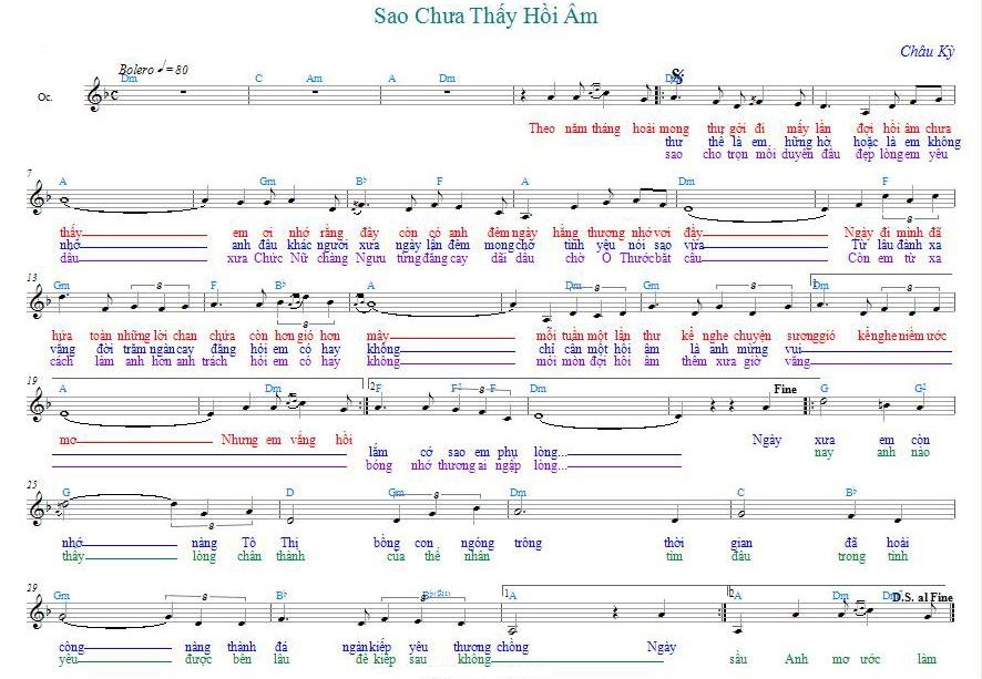 Lời bài hát Sao Chưa Thấy Hồi Âm