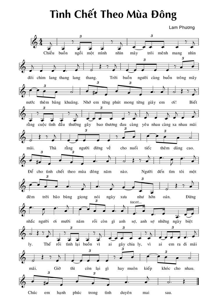 Lời bài hát Tình Chết Theo Mùa Đông