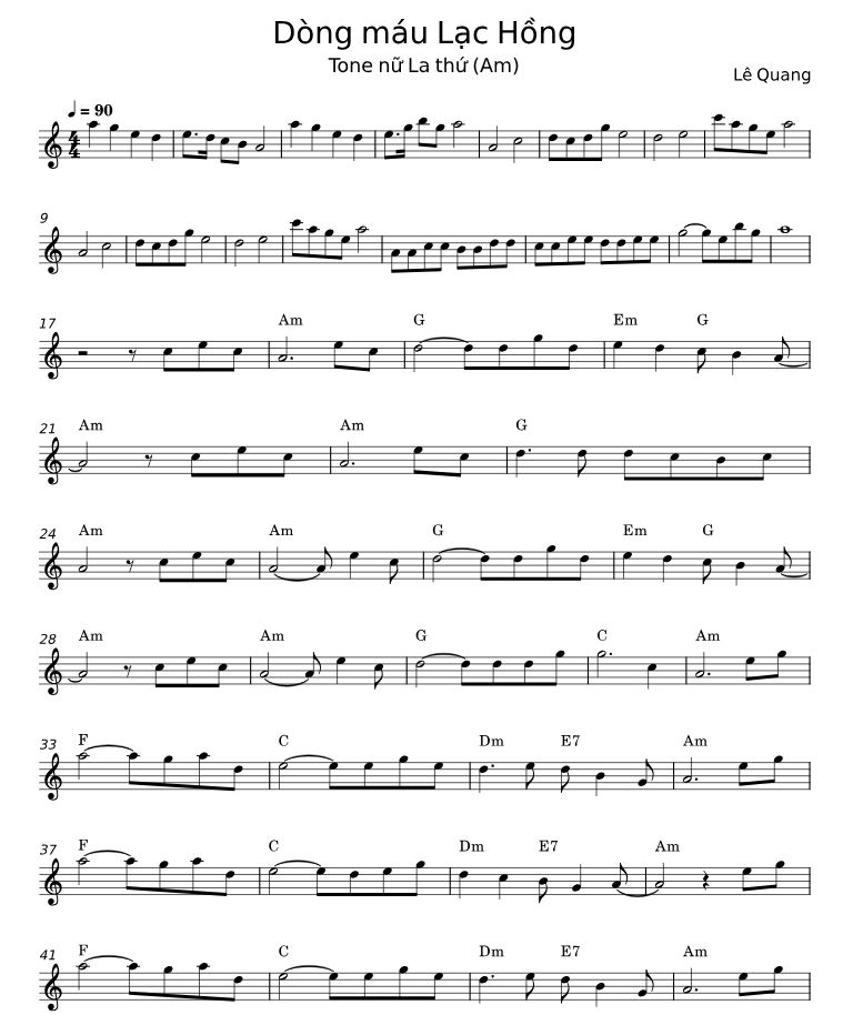 Hợp âm bài hát Dòng Máu Lạc Hồng