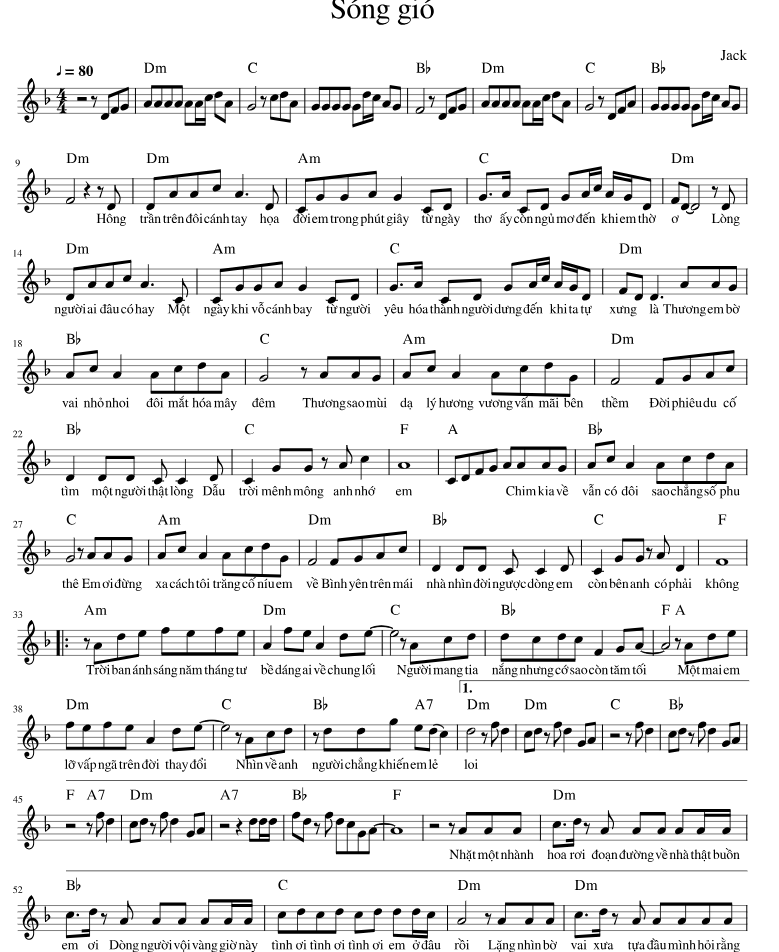 Hợp âm bài hát Sóng Gió