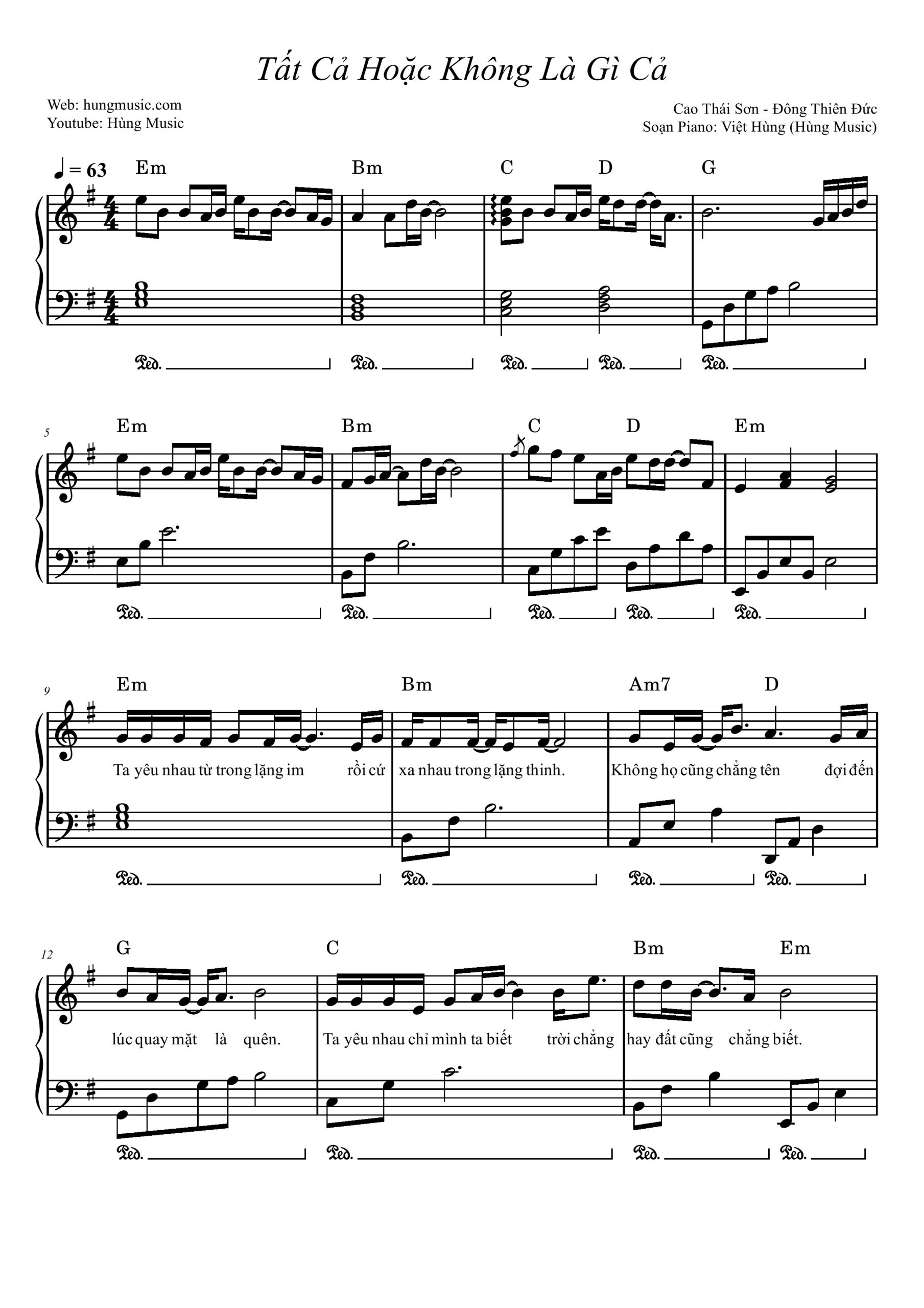 Hợp âm bài hát Có Tất Cả Hoặc Không Là Gì Cả