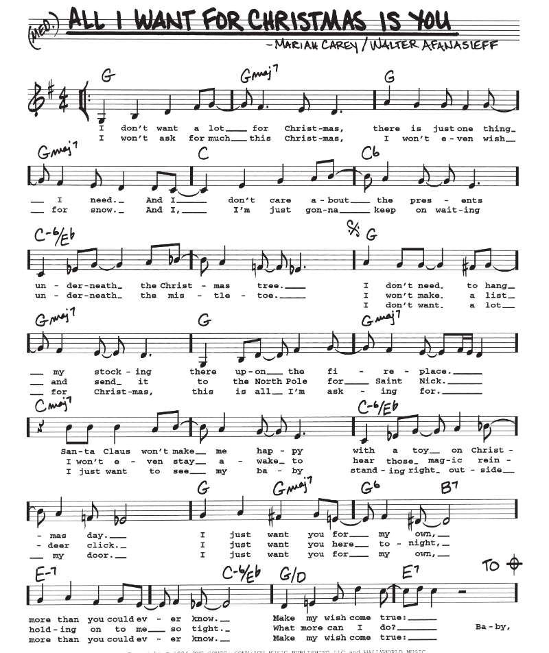 Lời bài hát All I Want for Christmas Is You