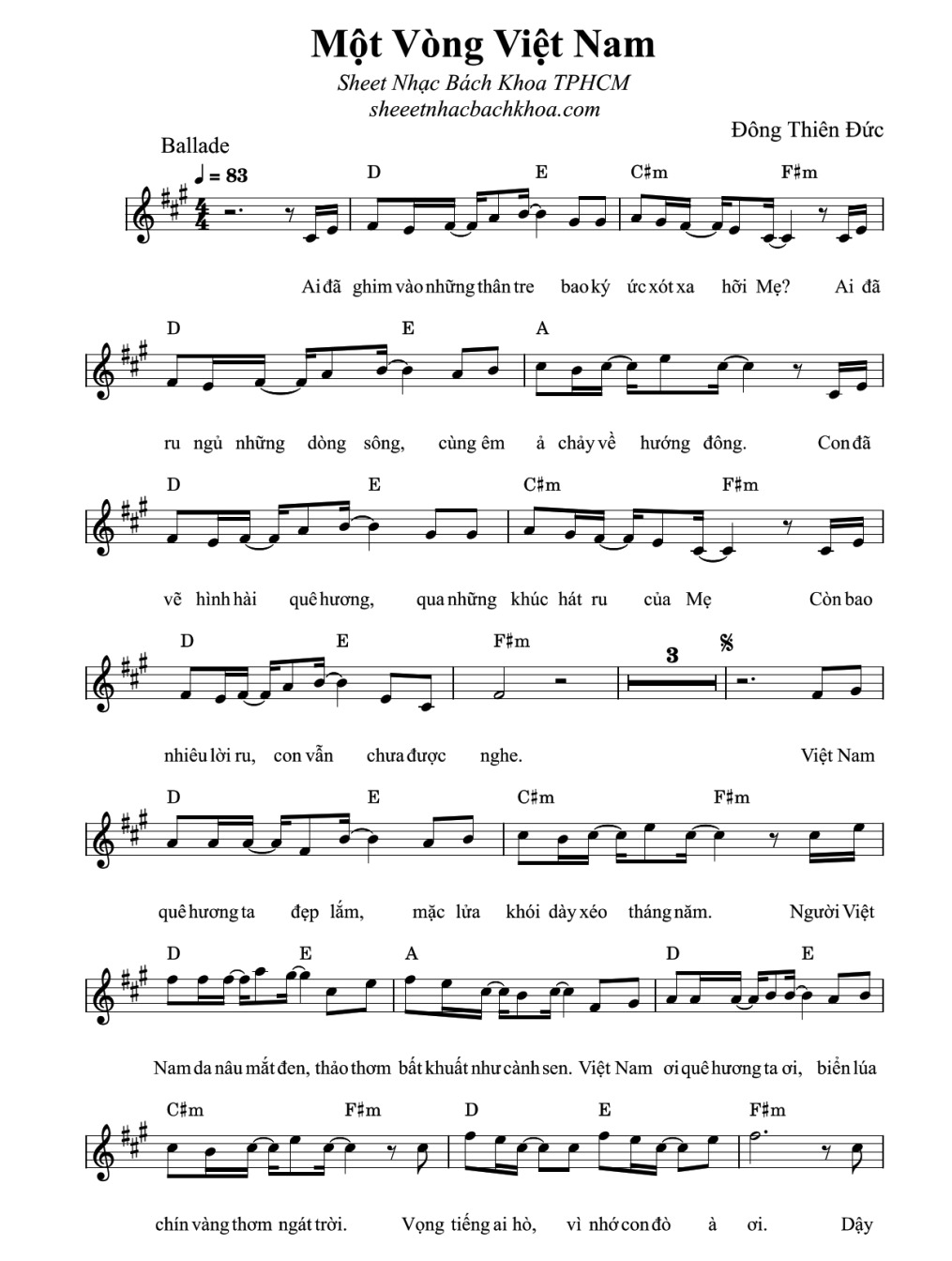 Lời bài hát Một Vòng Việt Nam