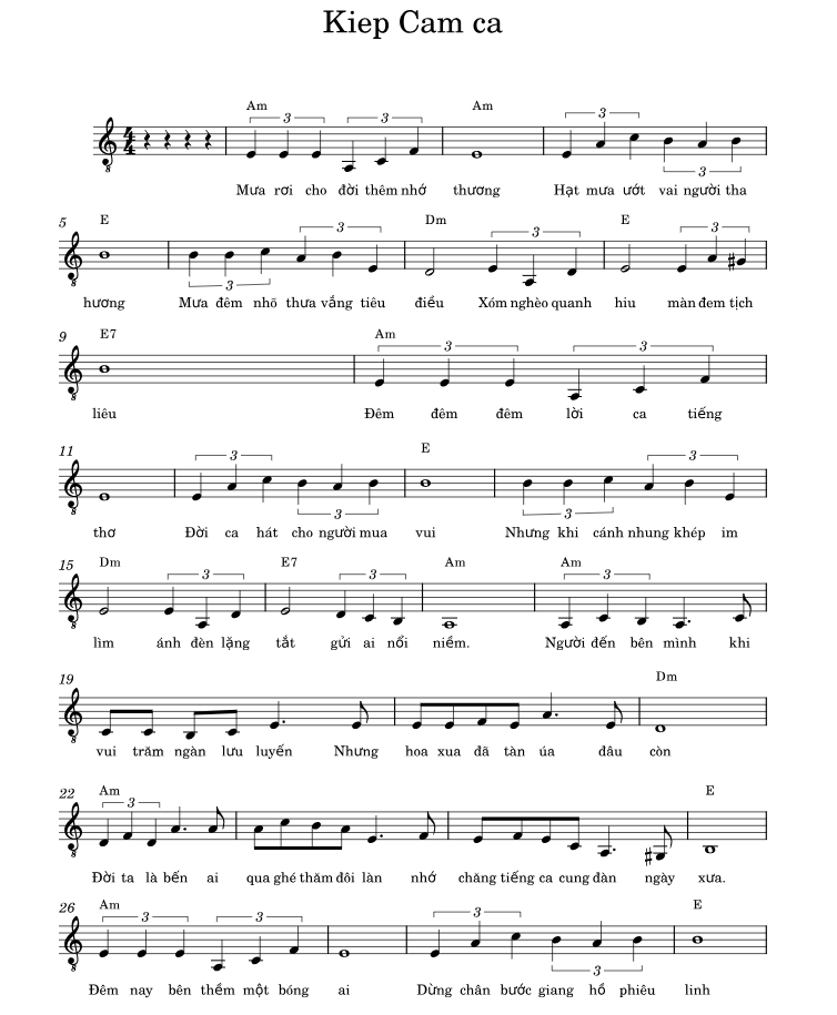 Lời bài hát Kiếp Cầm Ca