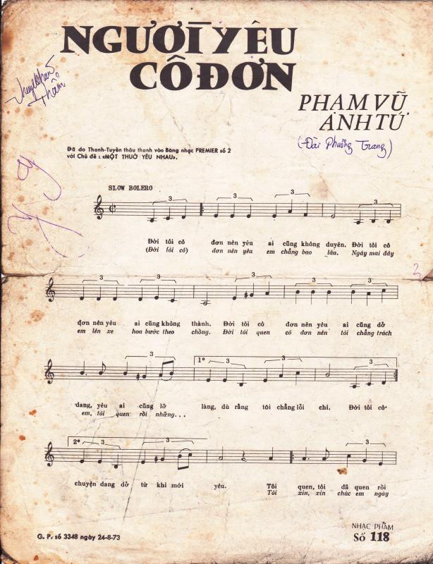 Lời bài hát Người Yêu Cô Đơn