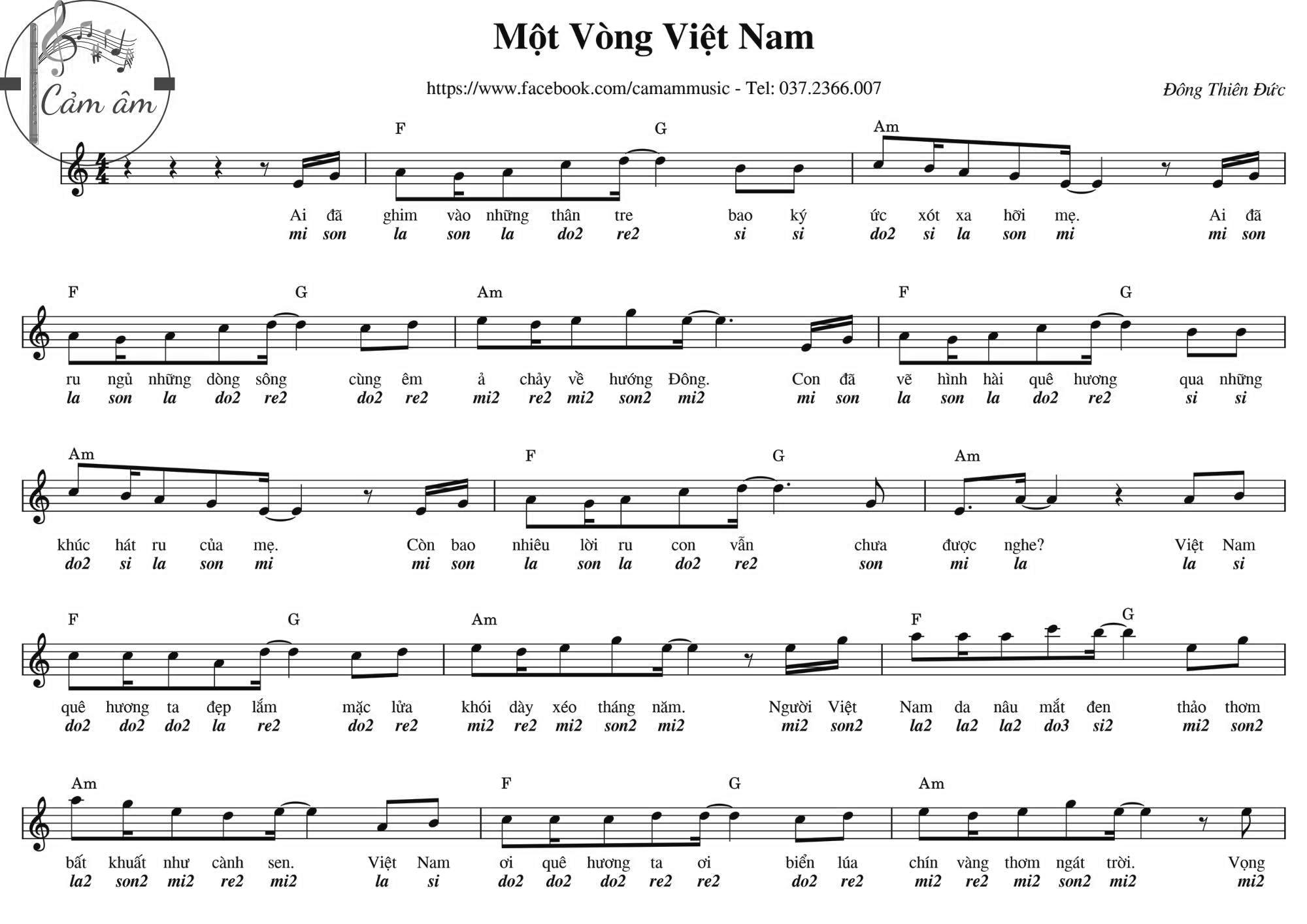Hợp âm bài hát Một Vòng Việt Nam