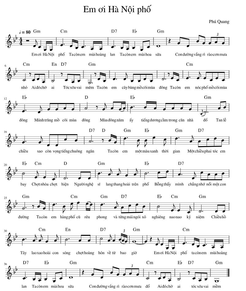 Lời bài hát Em Ơi Hà Nội Phố