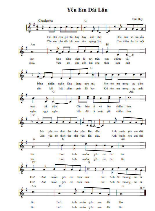 Lời bài hát Yêu Em Dài Lâu