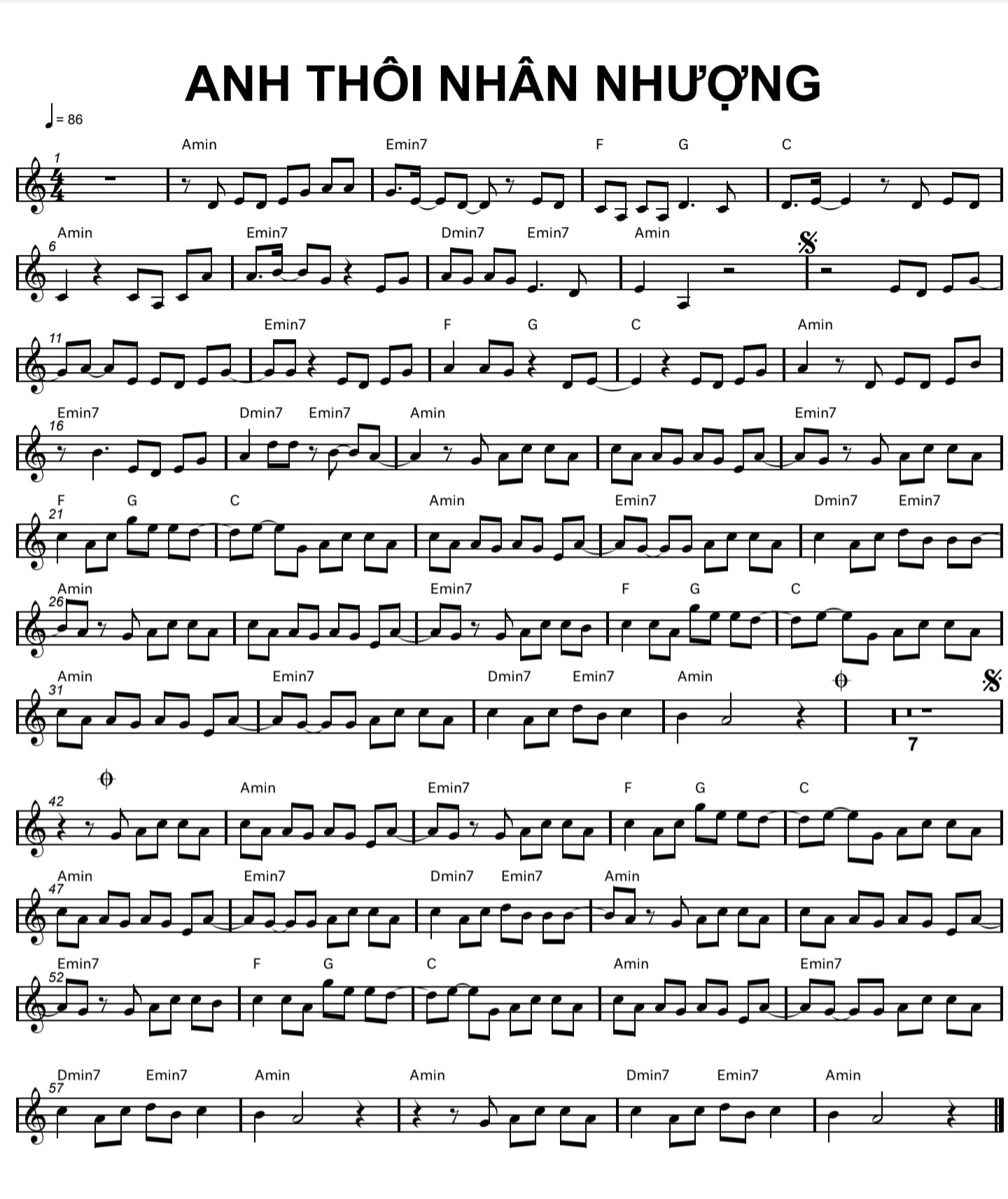 Hợp âm bài hát Anh Thôi Nhân Nhượng