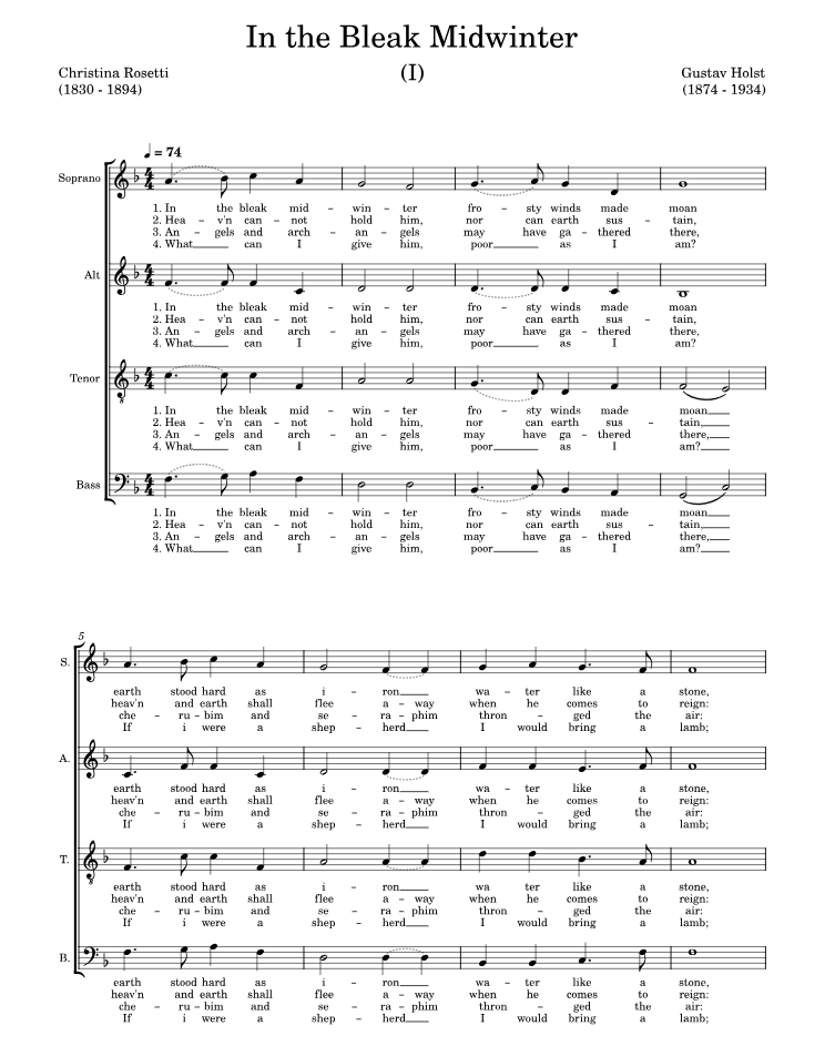 Lời bài hát In the Bleak Midwinter