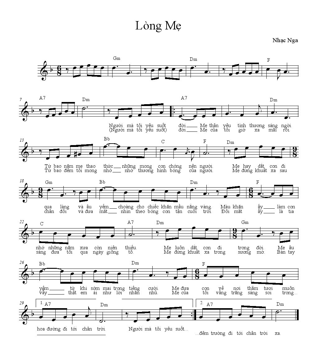 Hợp âm bài hát Lòng Mẹ