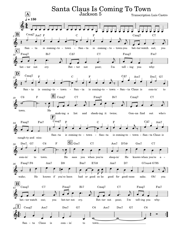 Lời bài hát Santa Claus Is Coming to Town