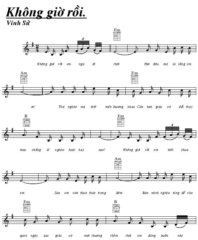 Hợp âm bài hát Không Giờ Rồi