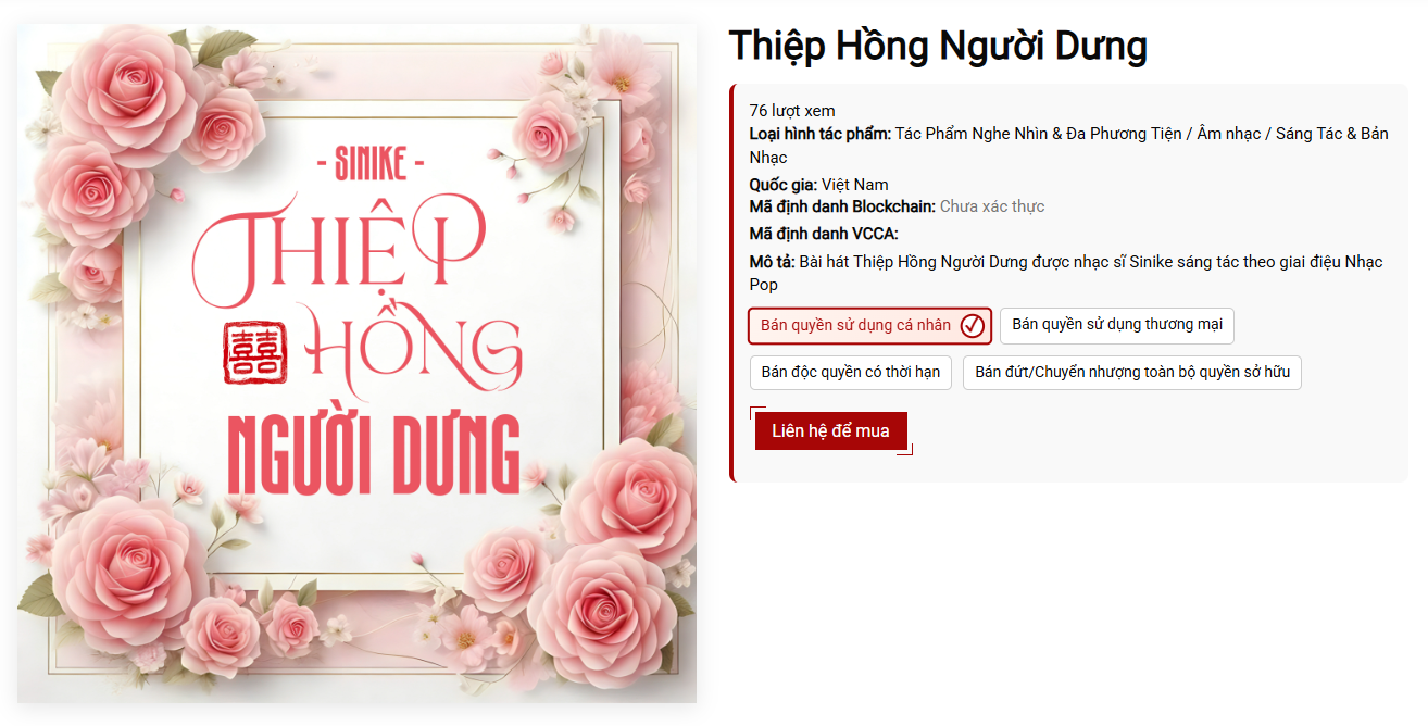 Giao dịch bản quyền bài hát Thiệp Hồng Người Dưng với tác giả tại Certiva