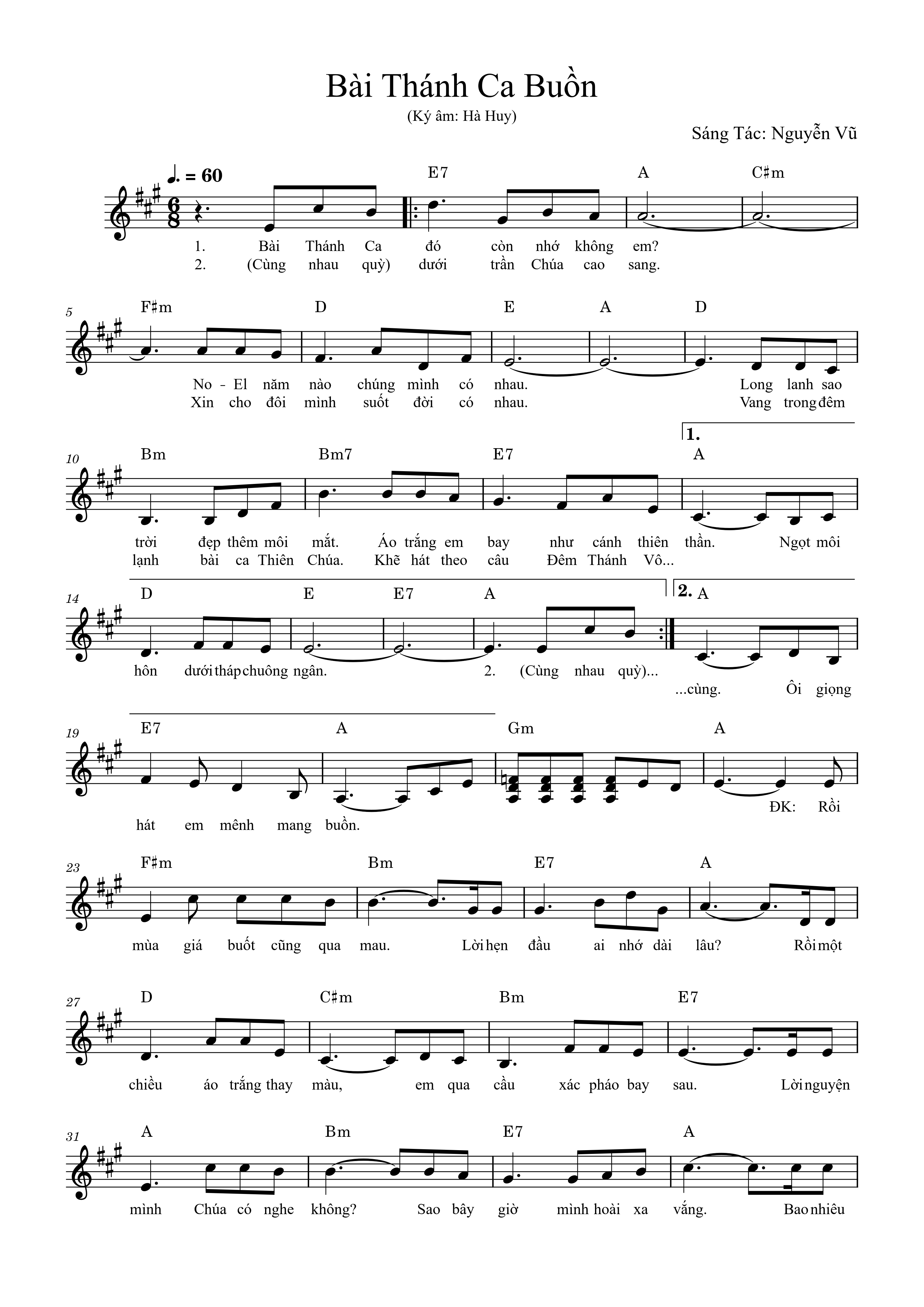 Hợp âm bài hát Bài Thánh Ca Buồn