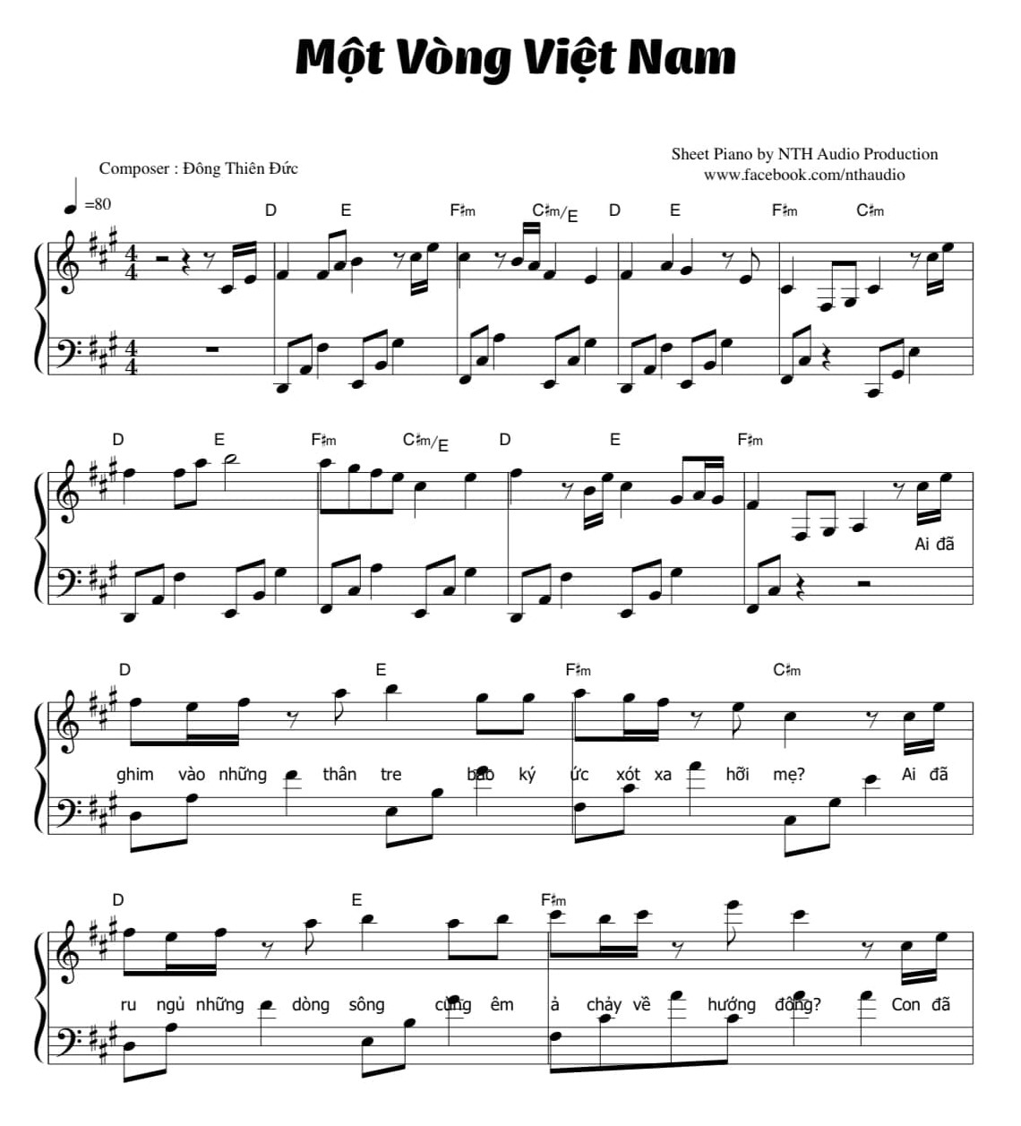 Hợp âm bài hát Một Vòng Việt Nam