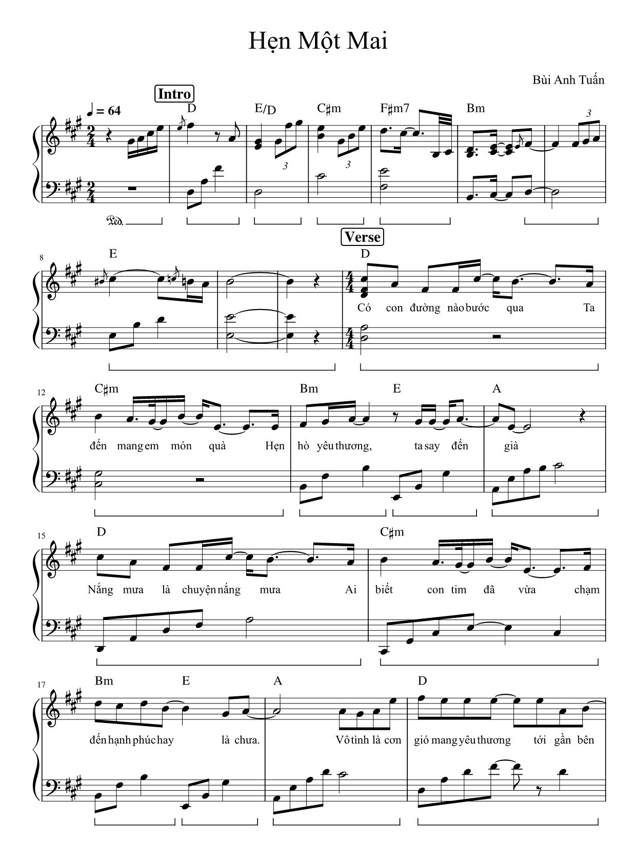 Hợp âm bài hát Hẹn Một Mai