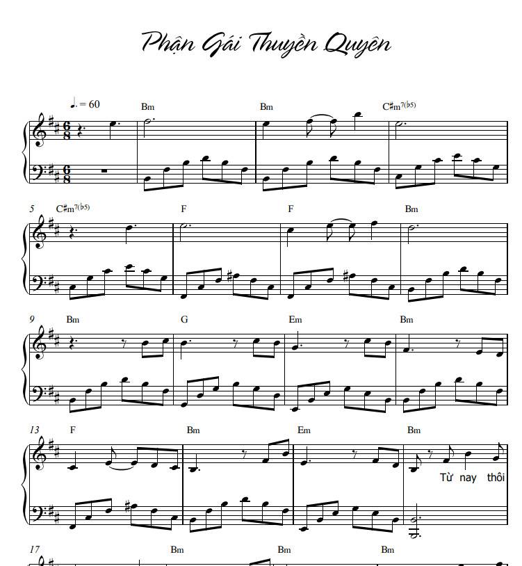 Hợp âm bài hát Phận Gái Thuyền Quyên