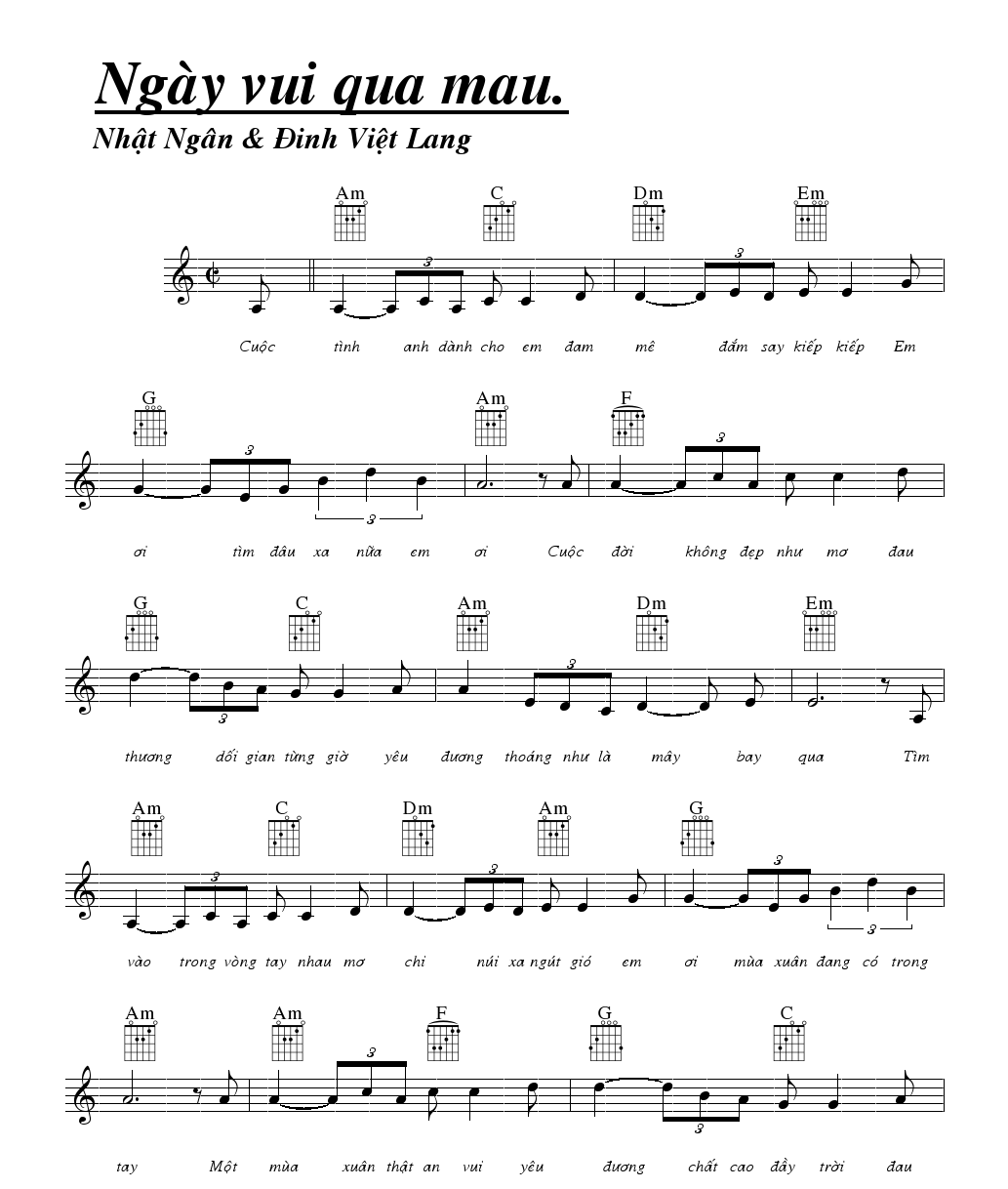 Lời bài hát Ngày Vui Qua Mau