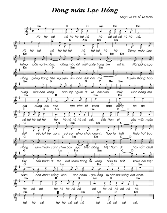 Lời bài hát Dòng Máu Lạc Hồng