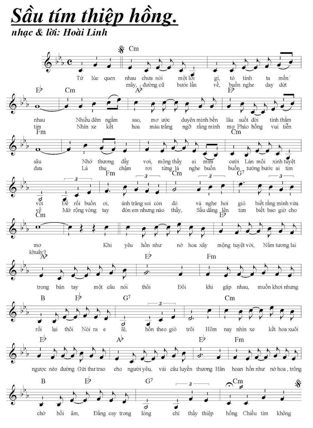 Lời bài hát Sầu Tím Thiệp Hồng