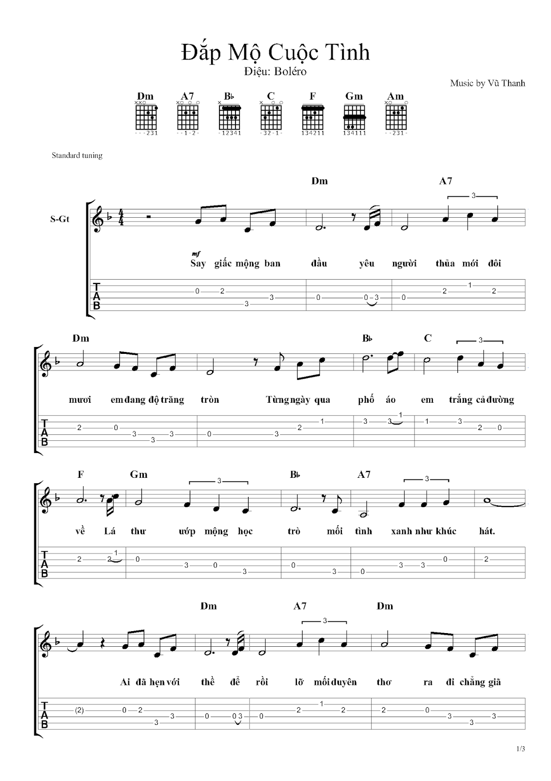 Hợp âm bài hát Đắp Mộ Cuộc Tình