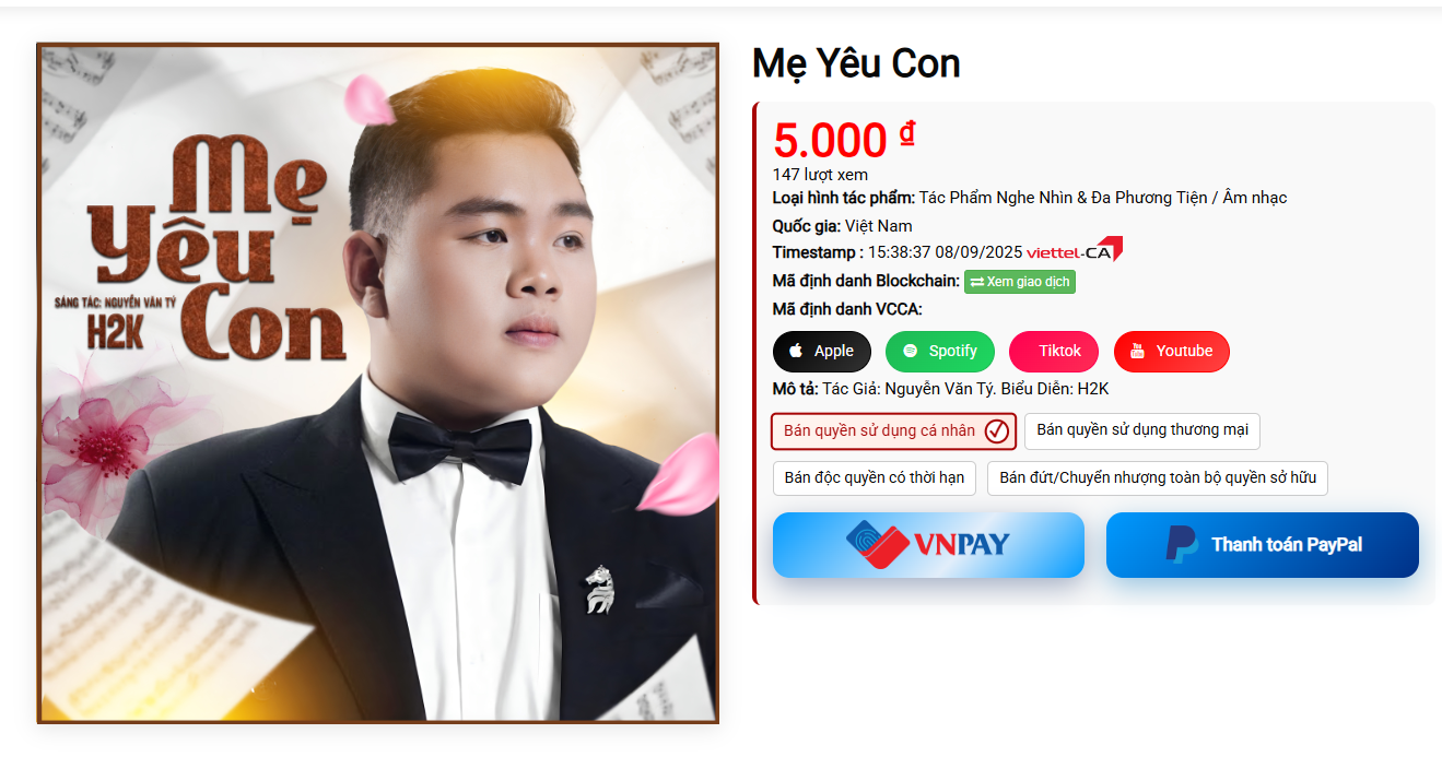 Giao dịch bản quyền bài hát Mẹ Yêu Con với tác giả tại Certiva