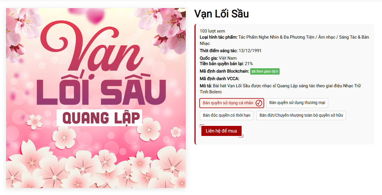 Mua bản quyền bài hát Vạn Lối Sầu trực tiếp với tác giả tại Certiva