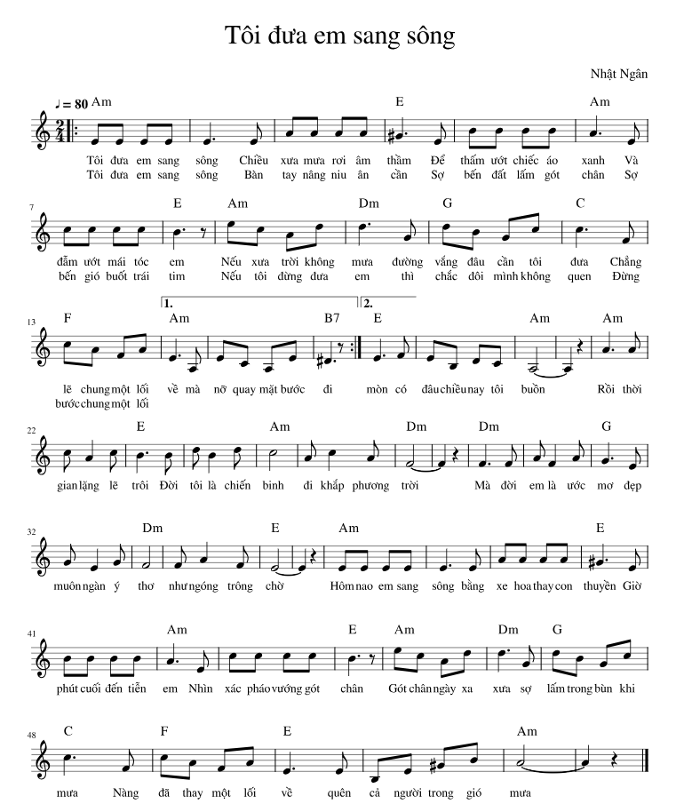 Lời bài hát Tôi Đưa Em Sang Sông