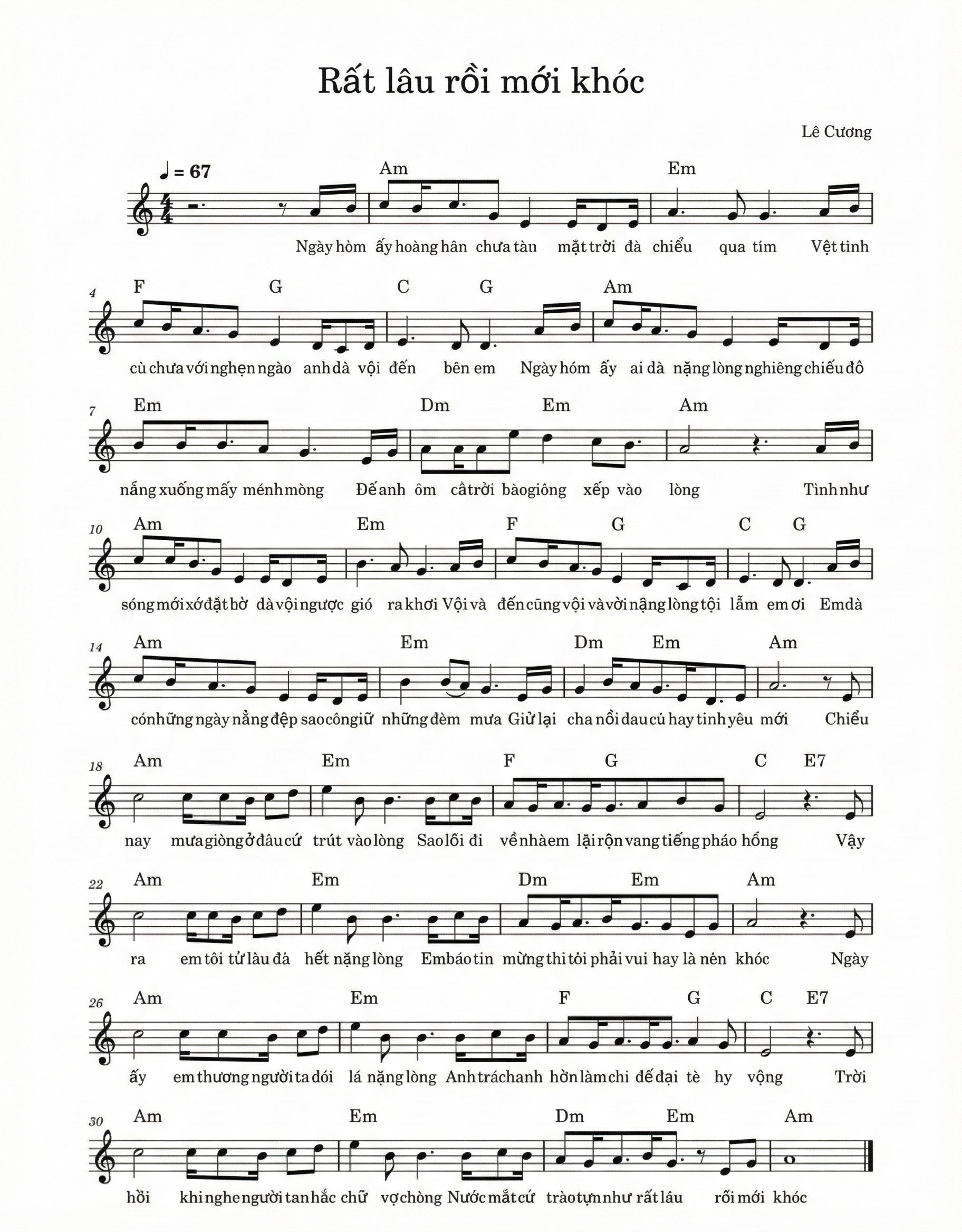 Lời bài hát Rất Lâu Rồi Mới Khóc