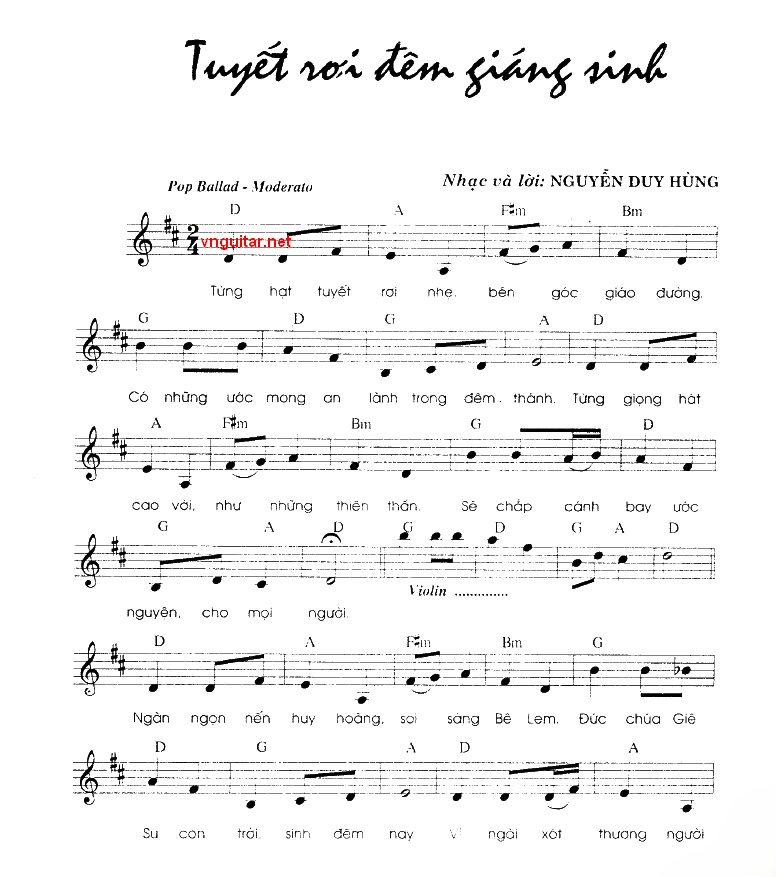 Hợp âm bài hát Tuyết Rơi Đêm Giáng Sinh