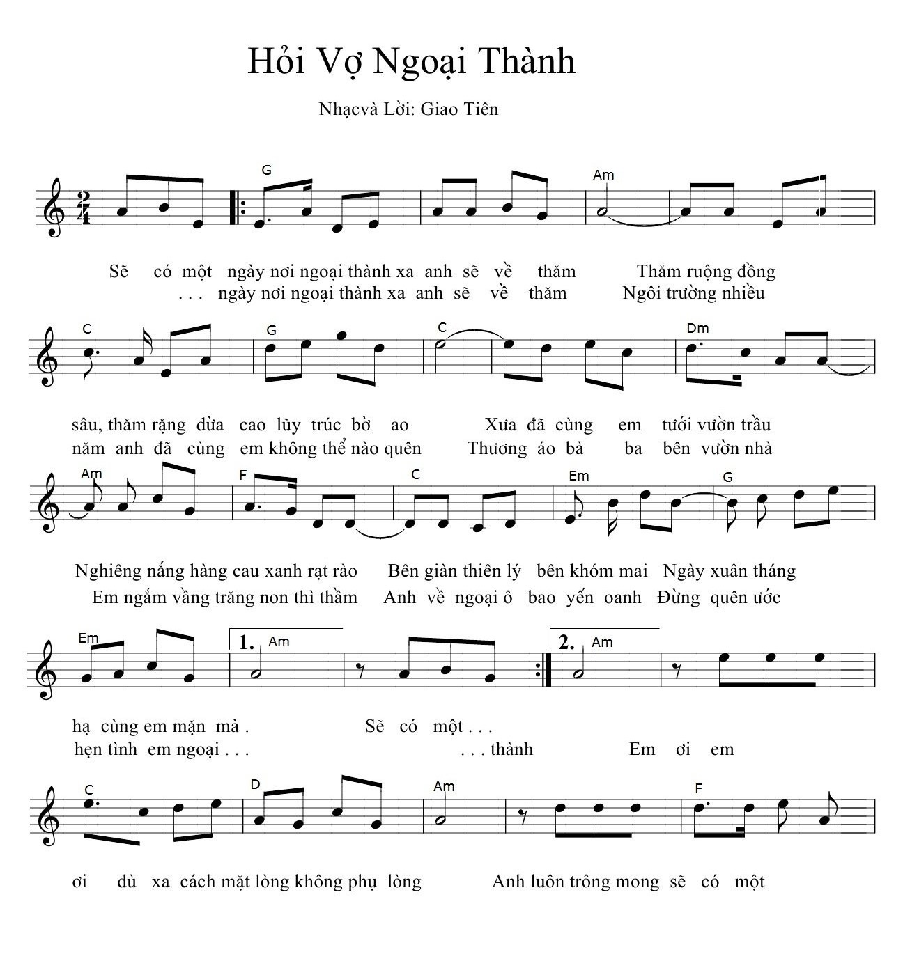 Lời bài hát Hỏi Vợ Ngoại Thành