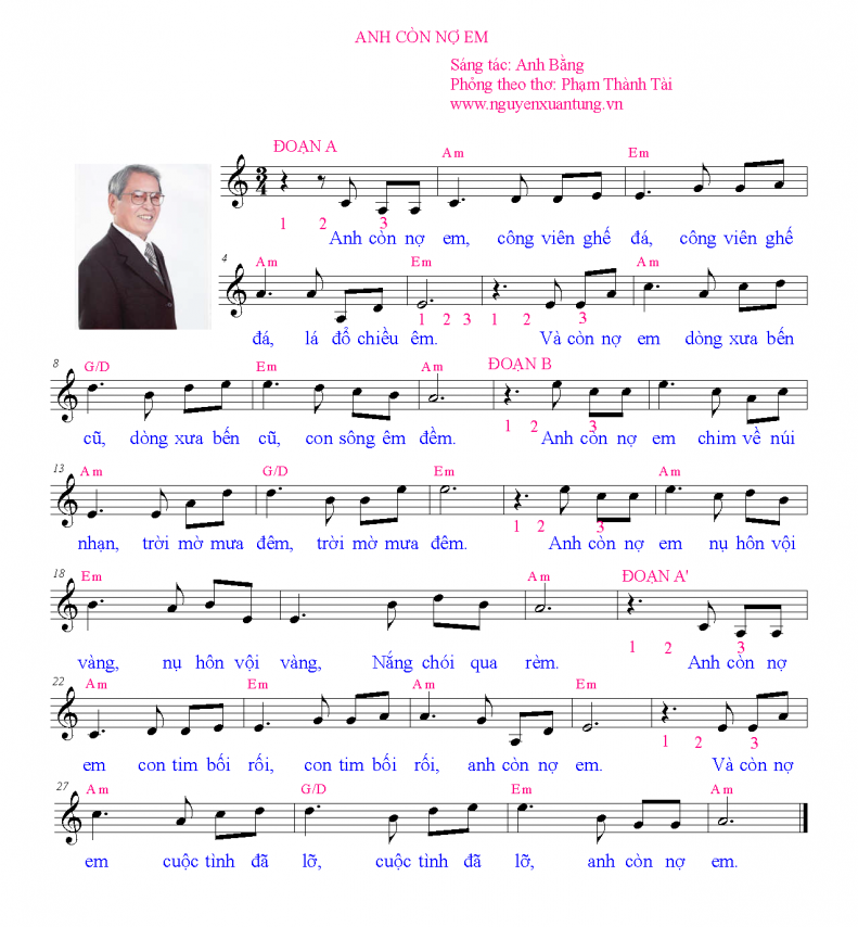 Hợp âm bài hát Anh Còn Nợ Em