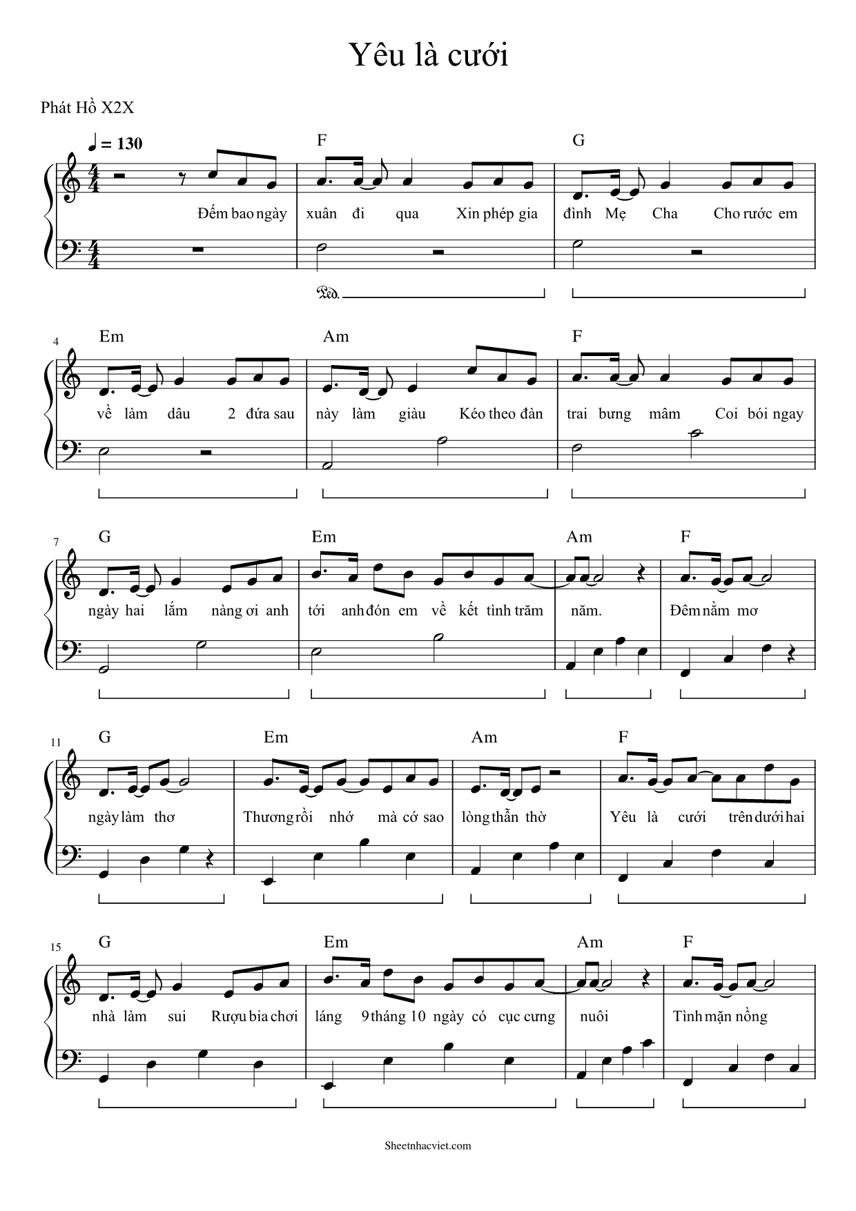 Hợp âm bài hát Yêu Là Cưới