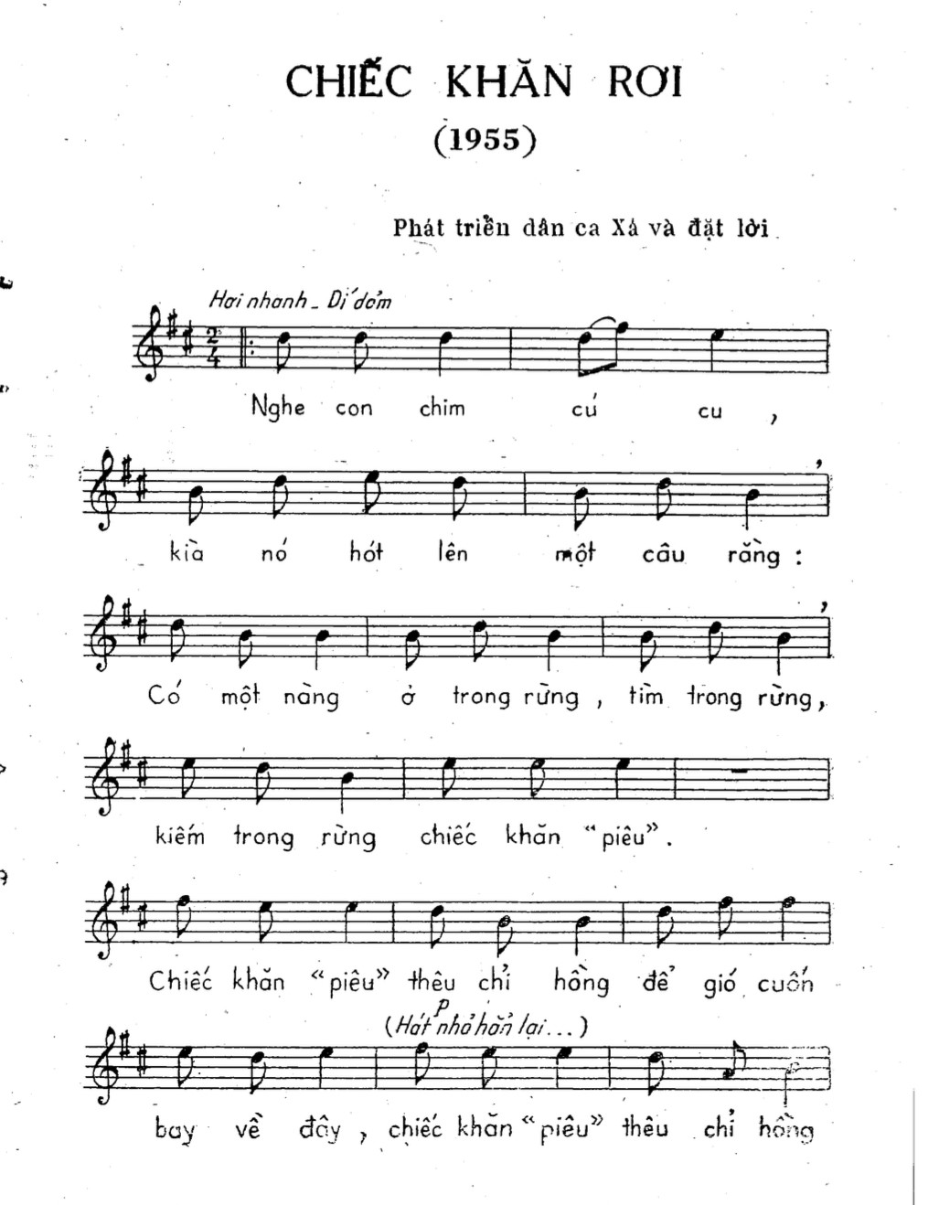 Lời bài hát Chiếc Khăn Piêu