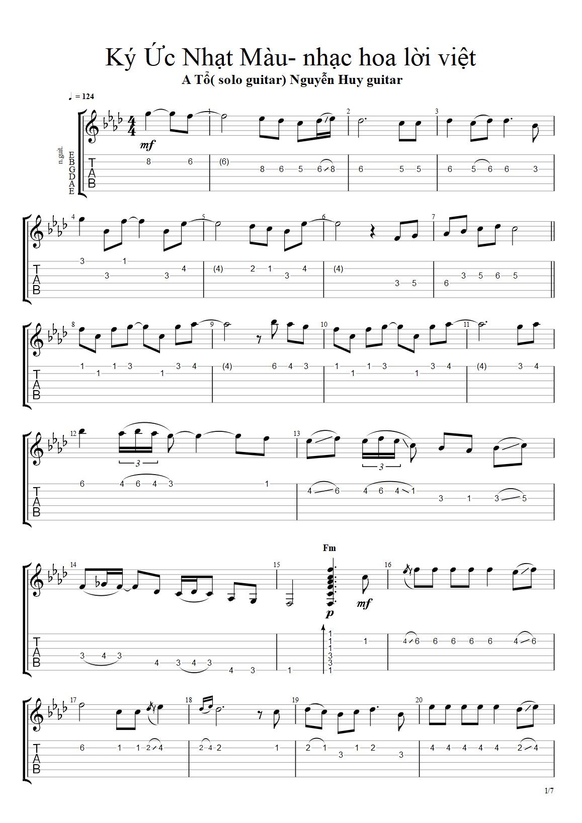 Lời bài hát Ký Ức Nhạt Màu