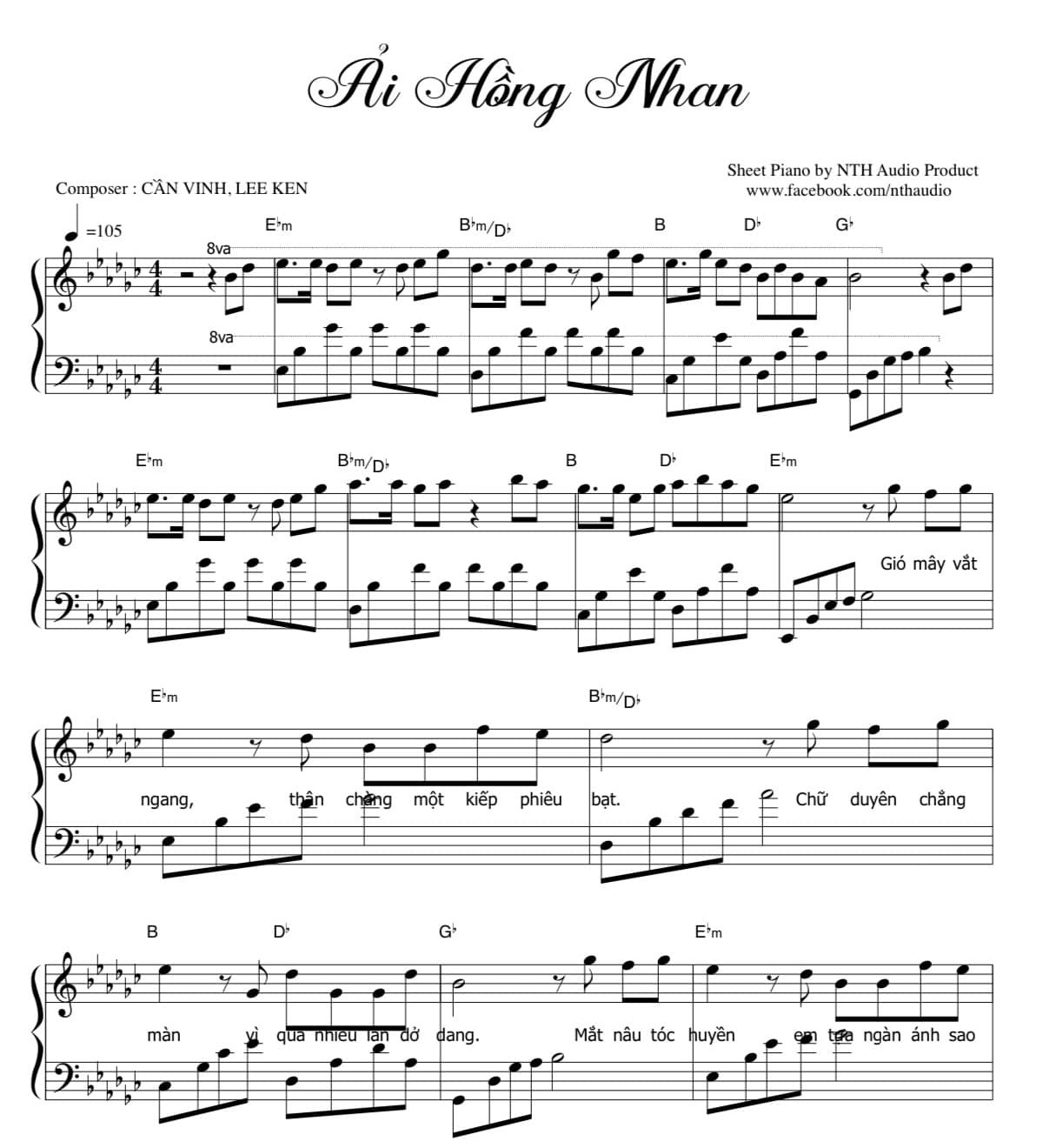 Hợp âm bài hát Ải Hồng Nhan