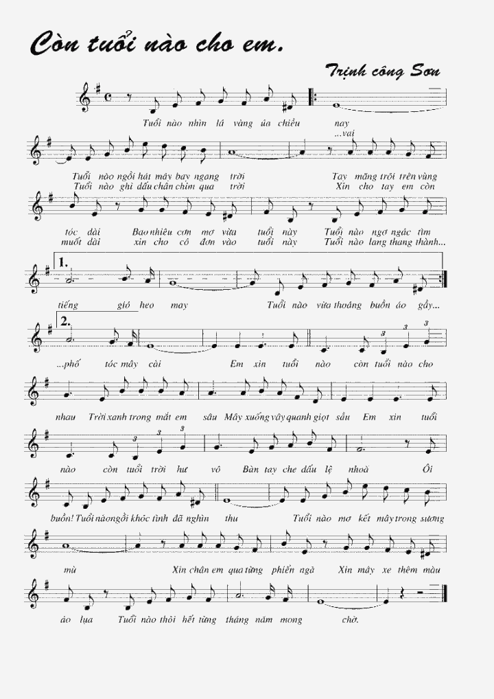 Lời bài hát Còn Tuổi Nào Cho Em