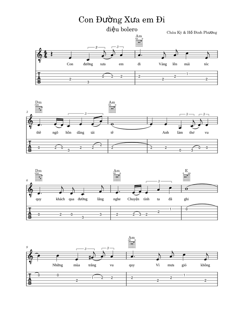 Hợp âm bài hát Con Đường Xưa Anh Đi