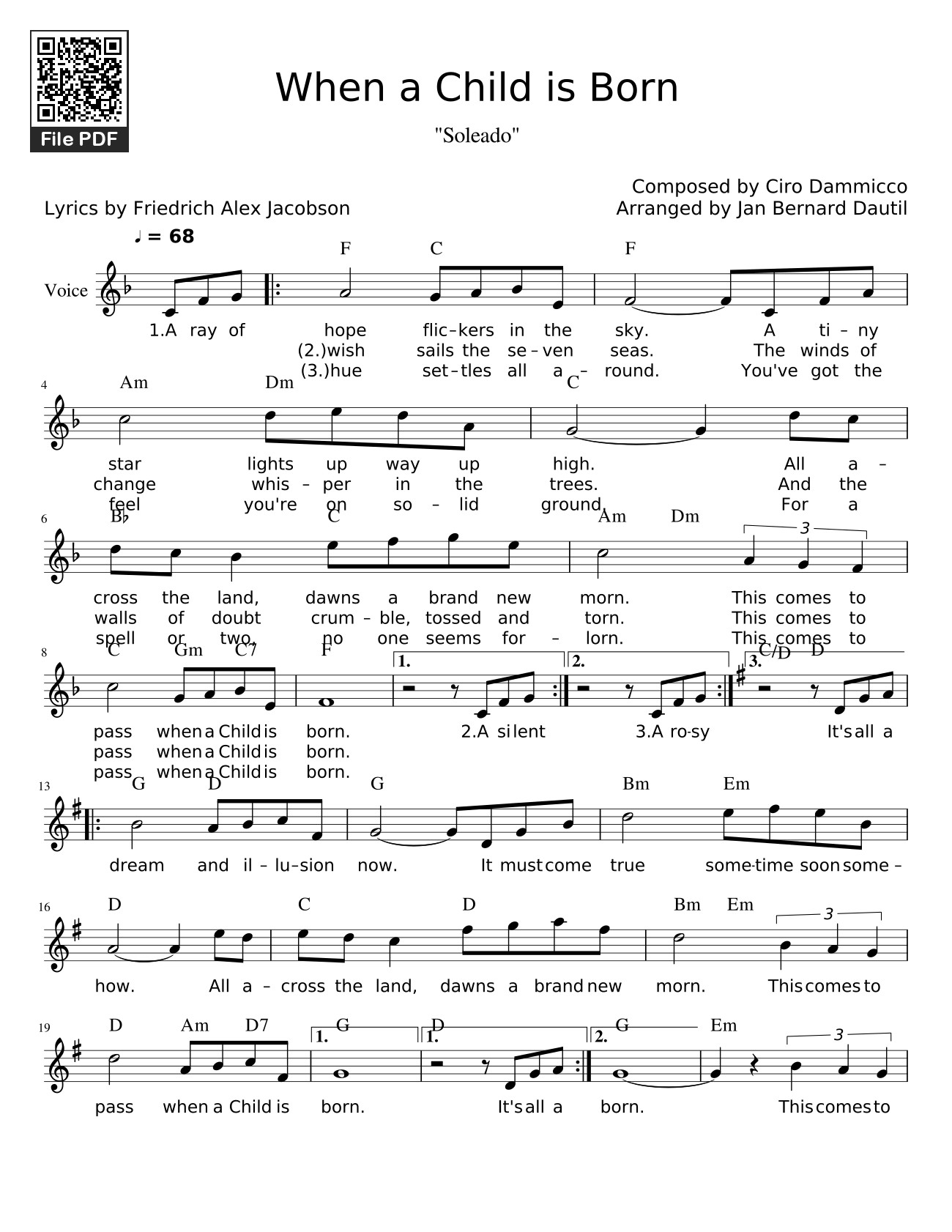 Hợp âm bài hát When a Child Is Born