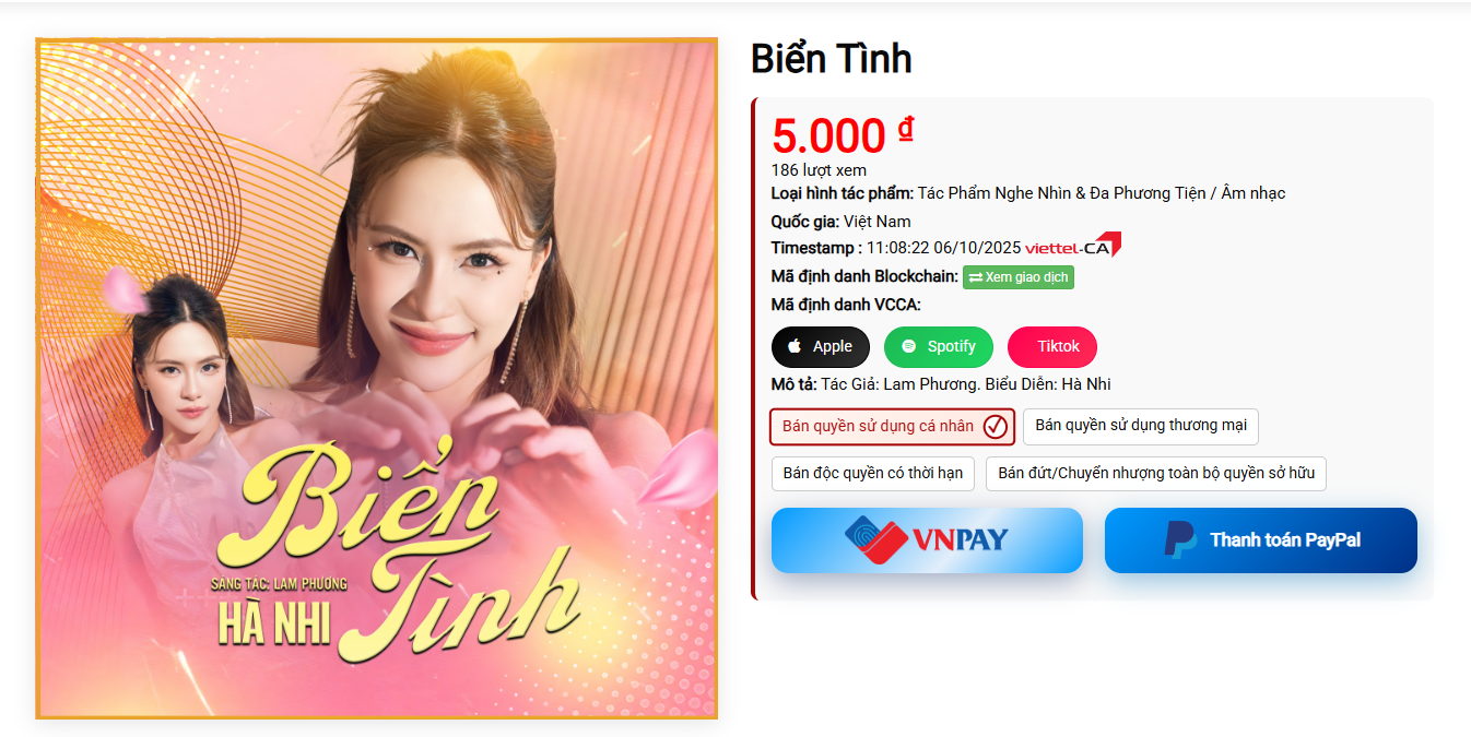 Mua bản quyền bài hát Biển Tình trực tiếp với tác giả tại Certiva